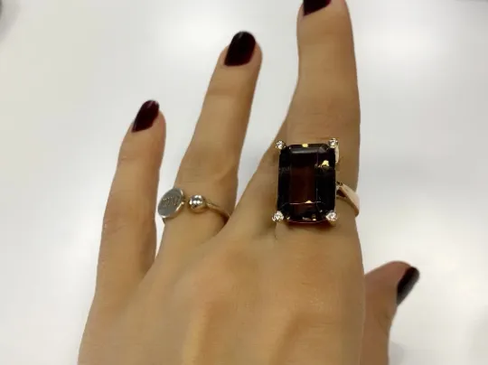 Rectangle Smokey Quartz Ring