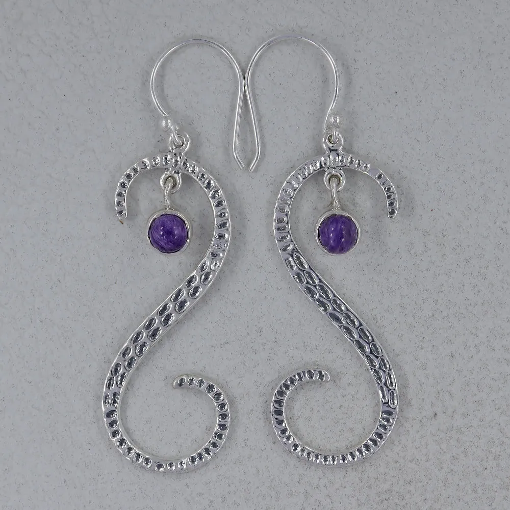 S Shape Blue Topaz Silver Earring