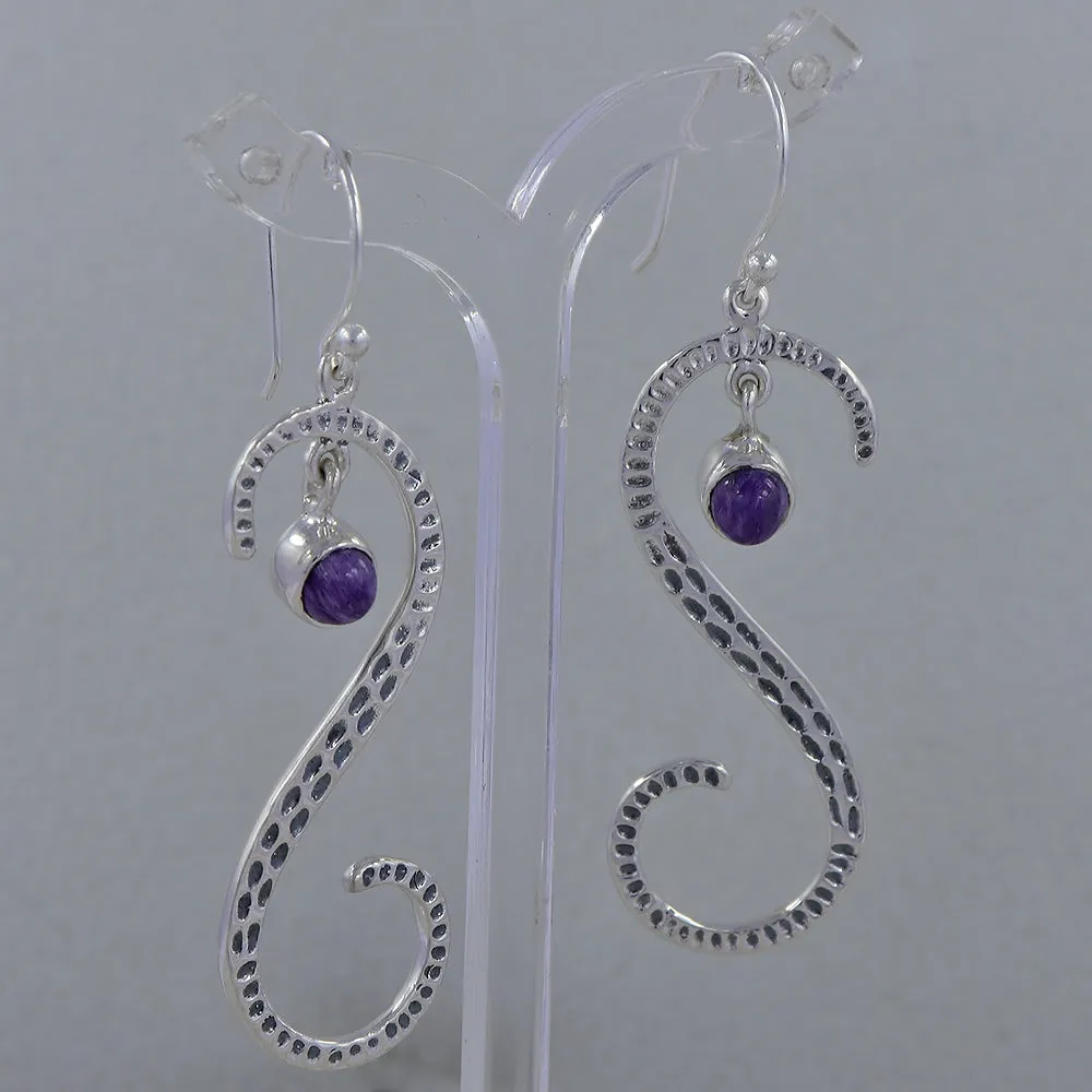 S Shape Blue Topaz Silver Earring