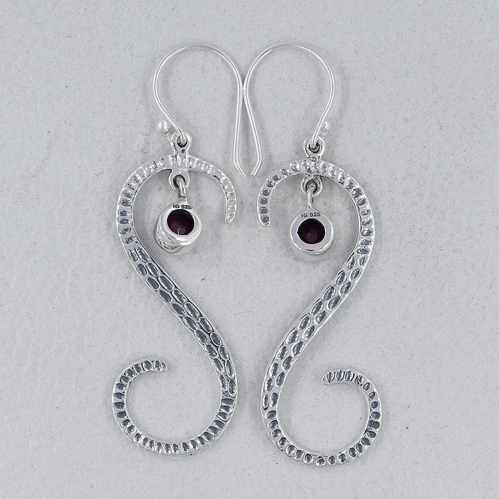 S Shape Blue Topaz Silver Earring