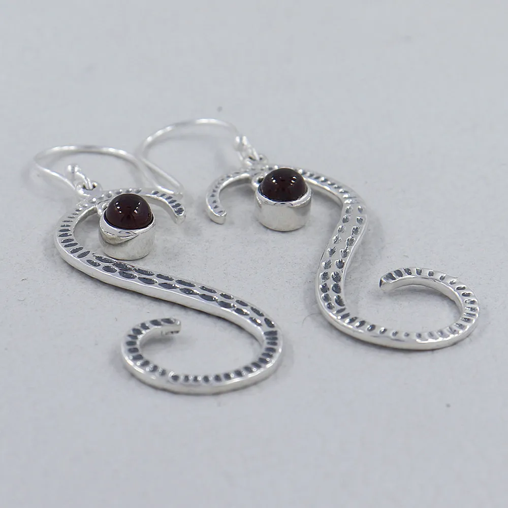 S Shape Blue Topaz Silver Earring