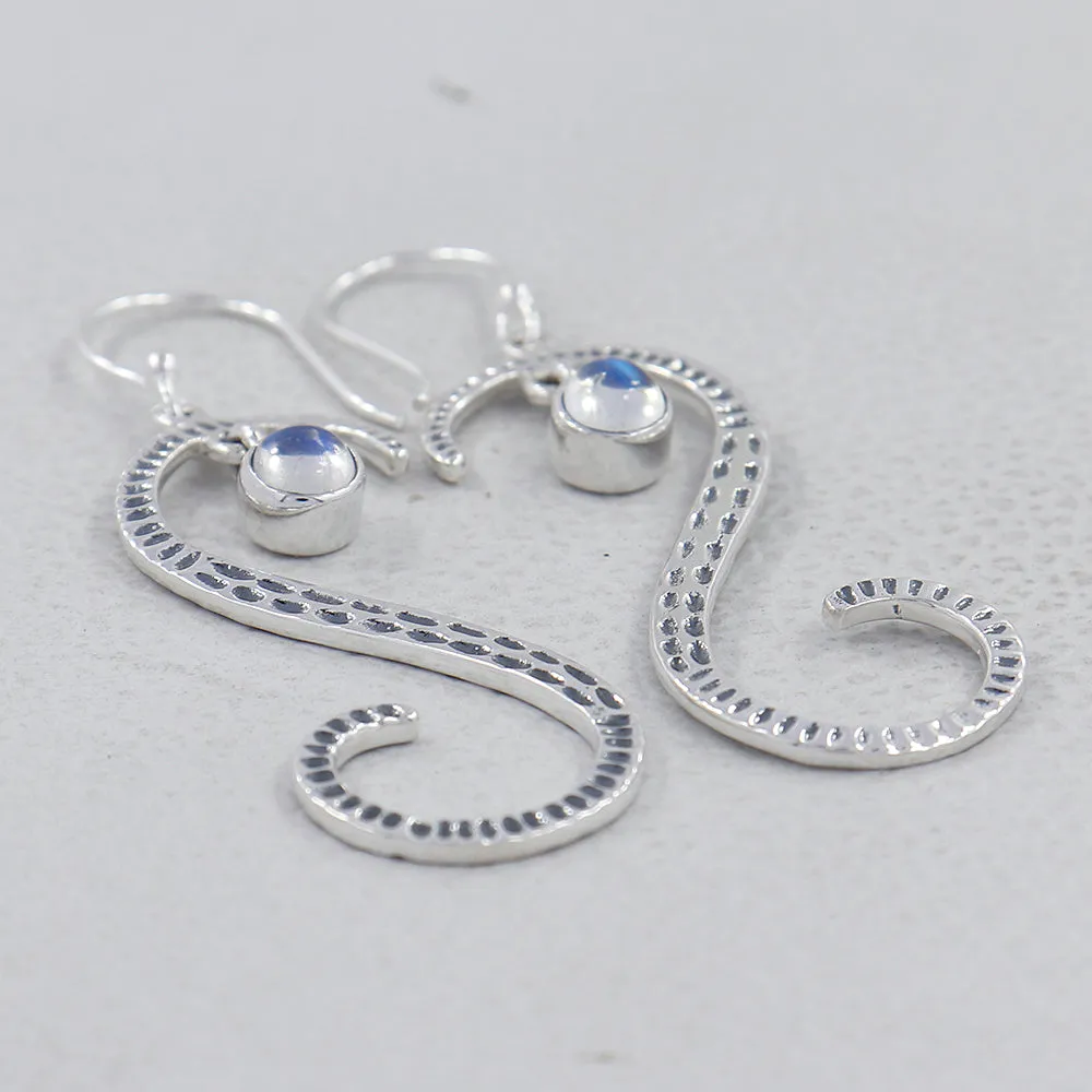 S Shape Blue Topaz Silver Earring