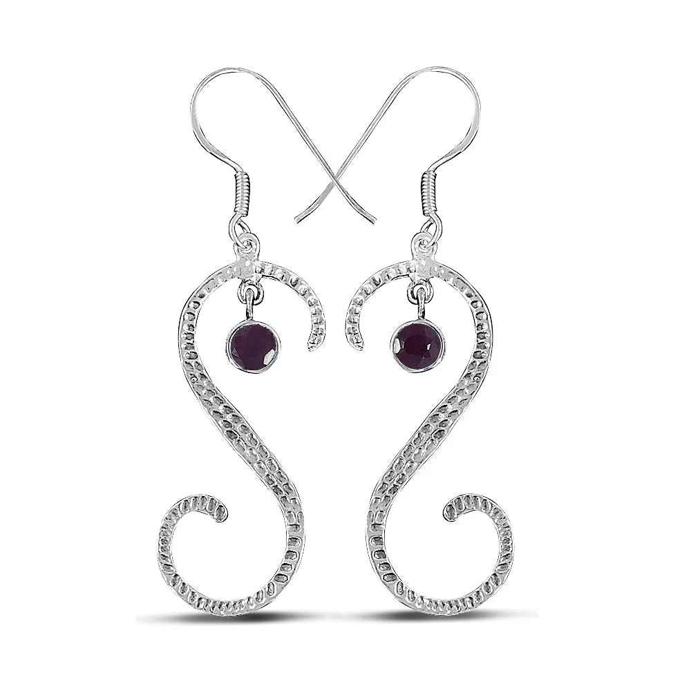 S Shape Blue Topaz Silver Earring
