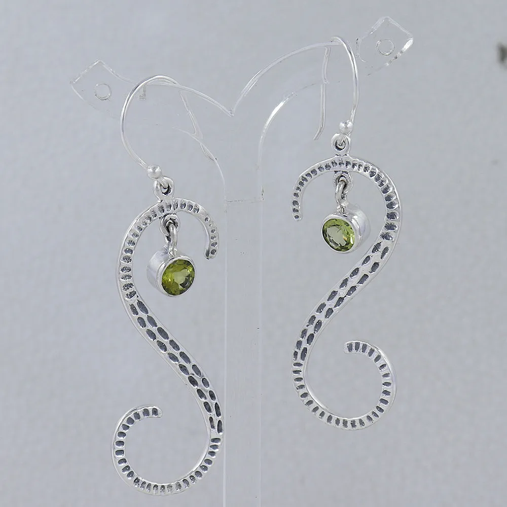 S Shape Blue Topaz Silver Earring