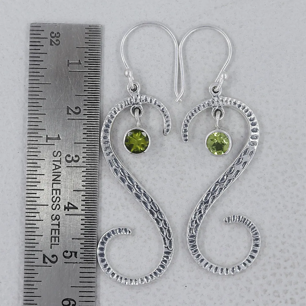 S Shape Blue Topaz Silver Earring
