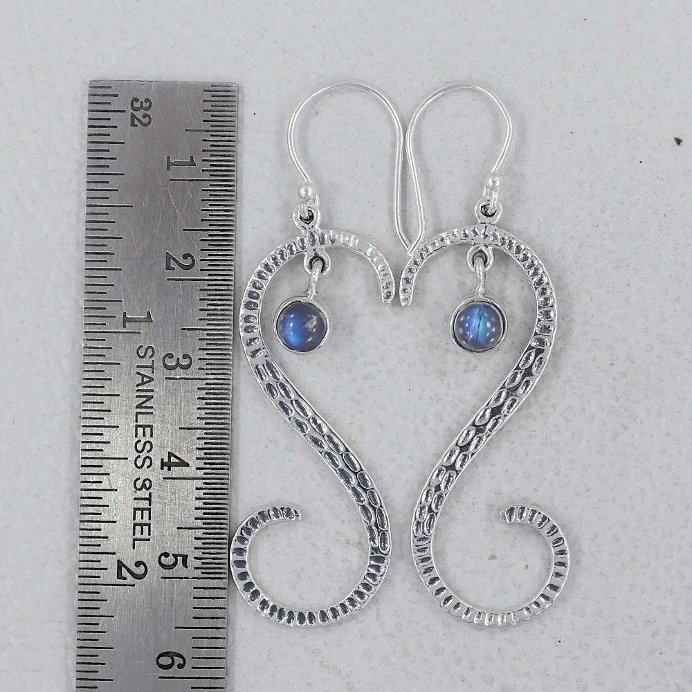 S Shape Blue Topaz Silver Earring