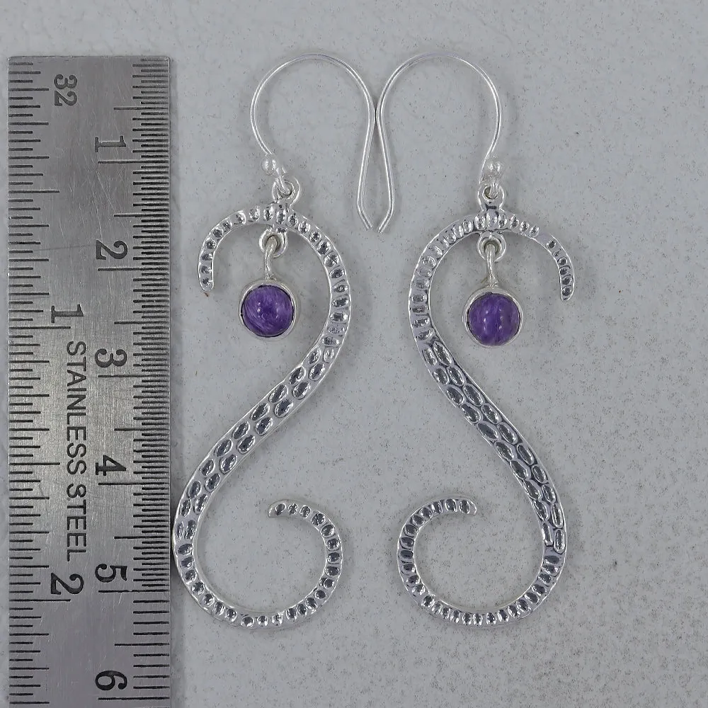 S Shape Blue Topaz Silver Earring