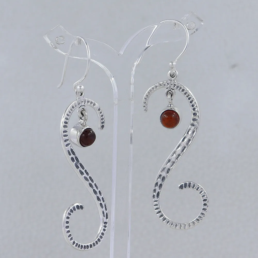 S Shape Blue Topaz Silver Earring