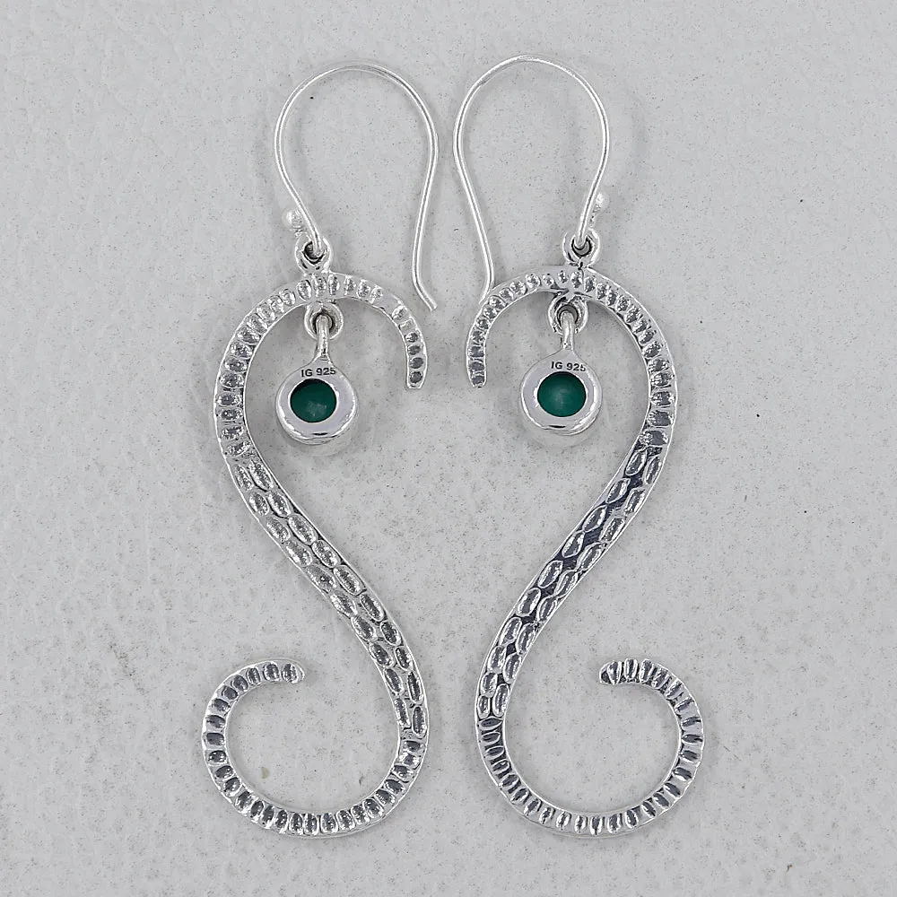 S Shape Blue Topaz Silver Earring