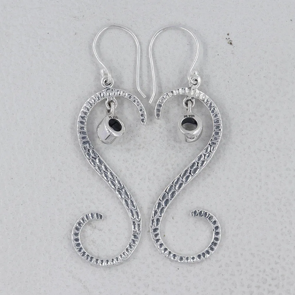S Shape Blue Topaz Silver Earring
