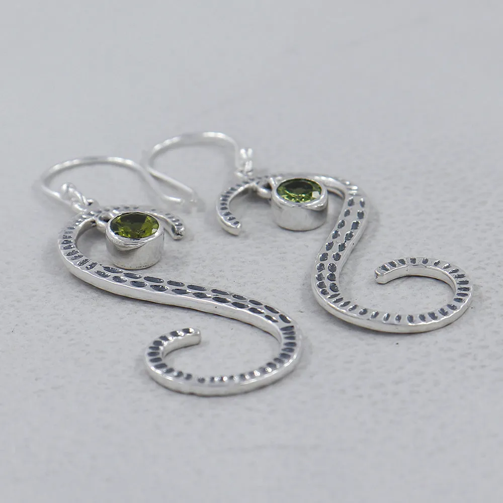 S Shape Blue Topaz Silver Earring