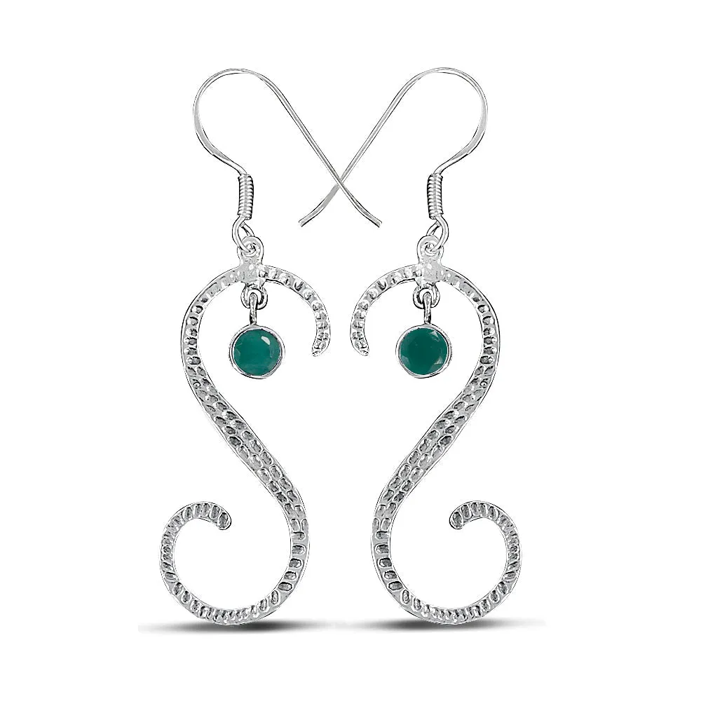 S Shape Blue Topaz Silver Earring