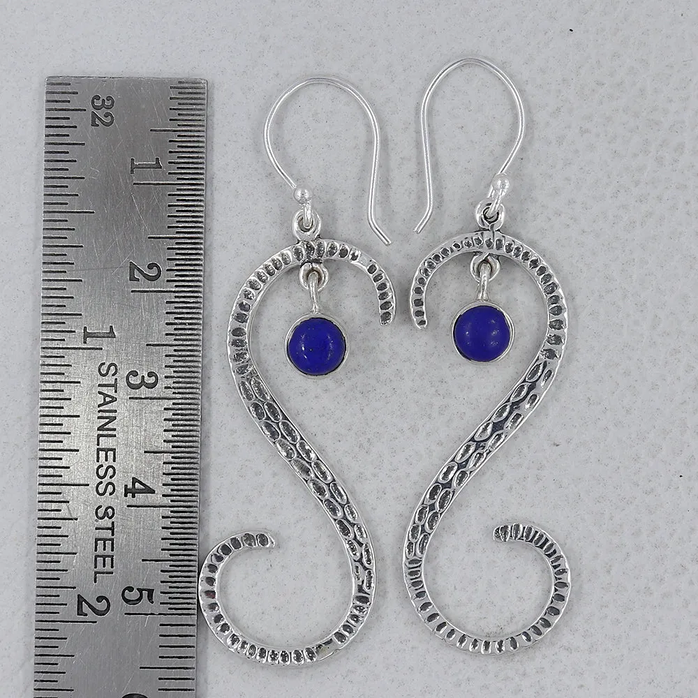 S Shape Blue Topaz Silver Earring