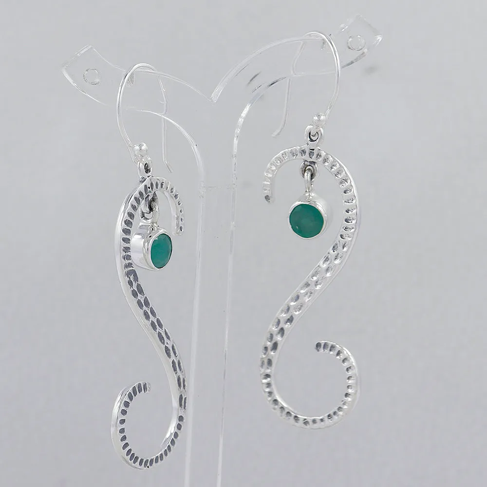 S Shape Blue Topaz Silver Earring