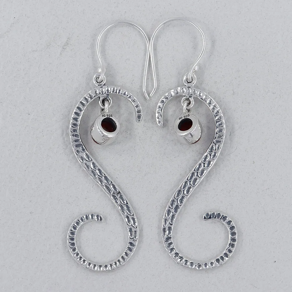 S Shape Blue Topaz Silver Earring