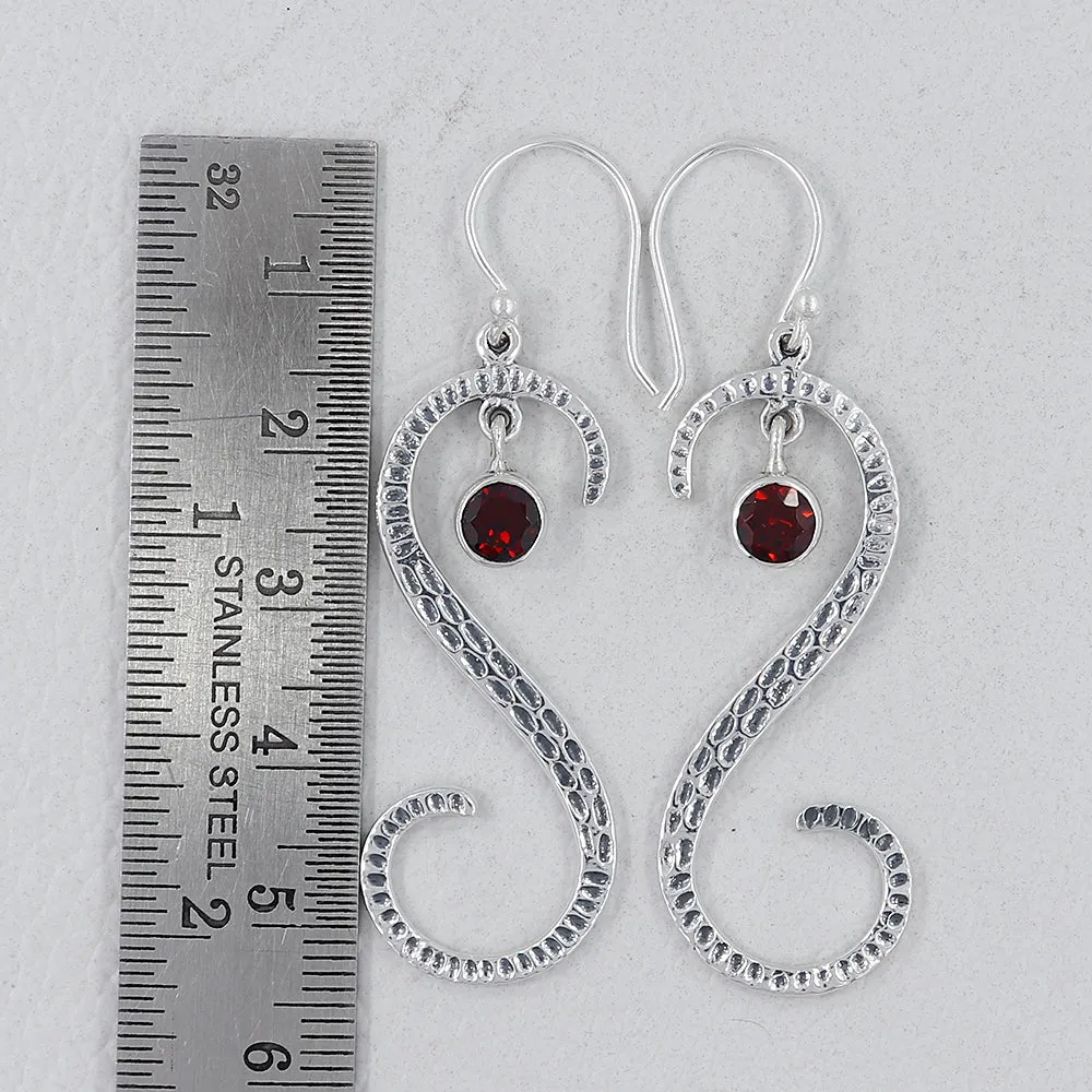 S Shape Blue Topaz Silver Earring