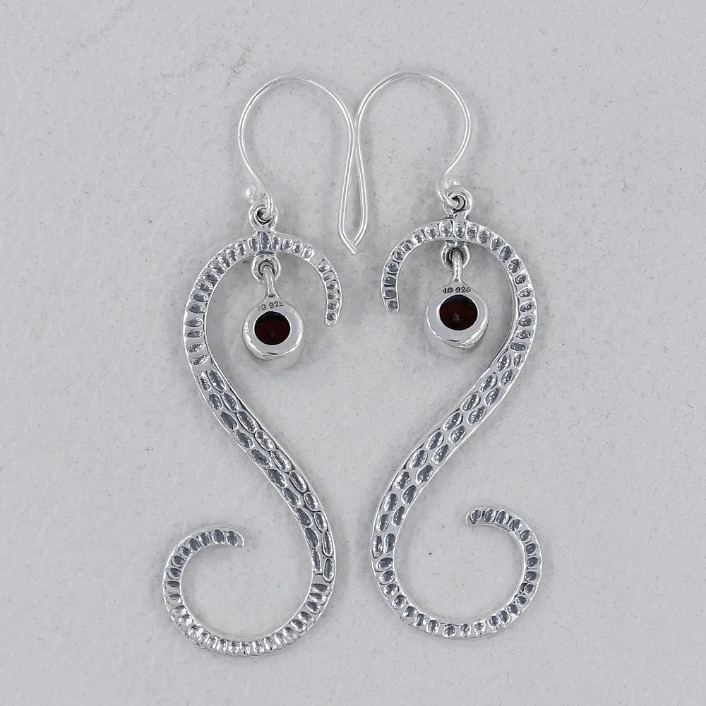 S Shape Blue Topaz Silver Earring