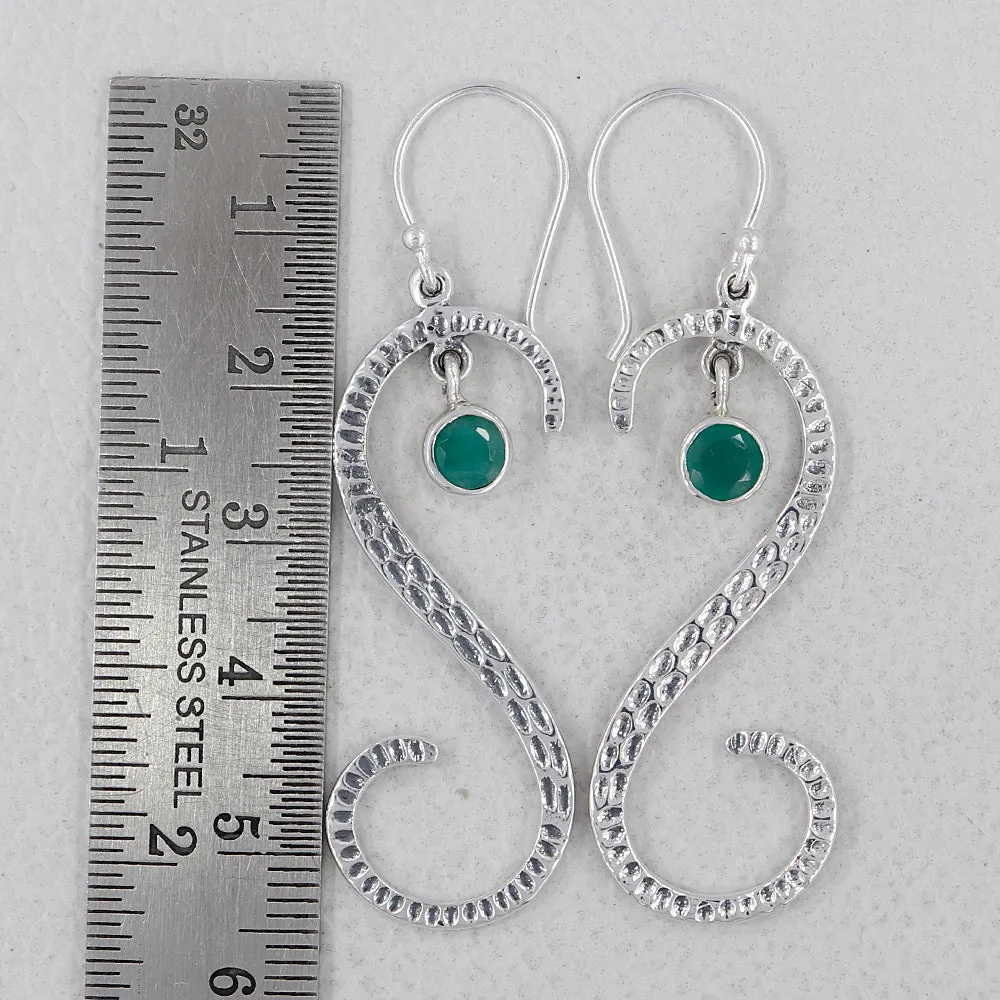 S Shape Blue Topaz Silver Earring