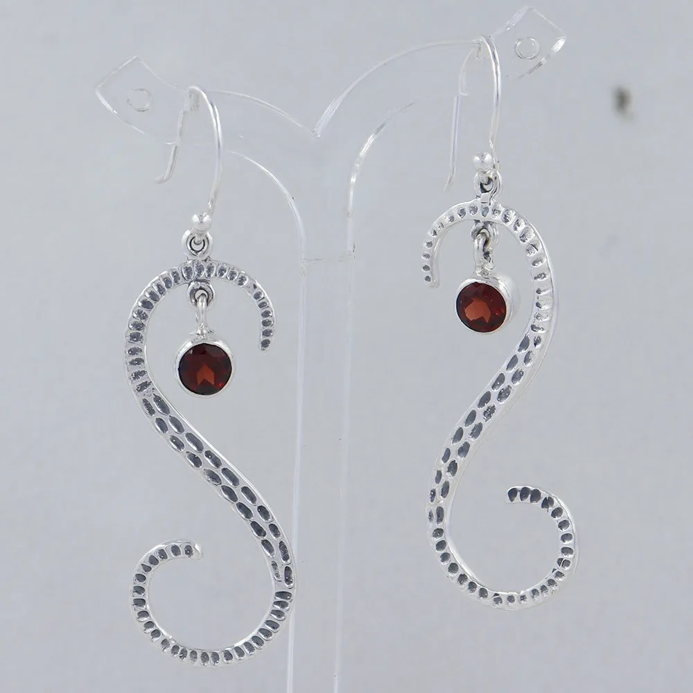 S Shape Blue Topaz Silver Earring