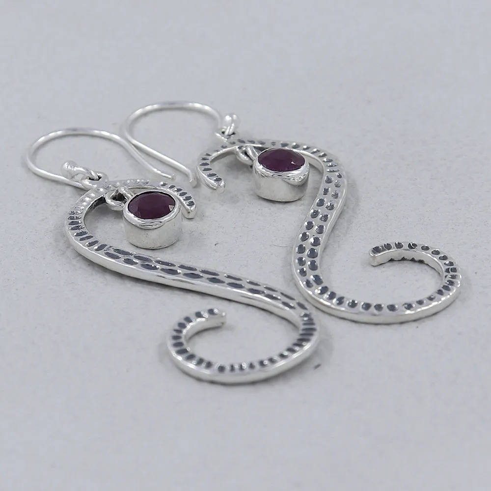 S Shape Blue Topaz Silver Earring