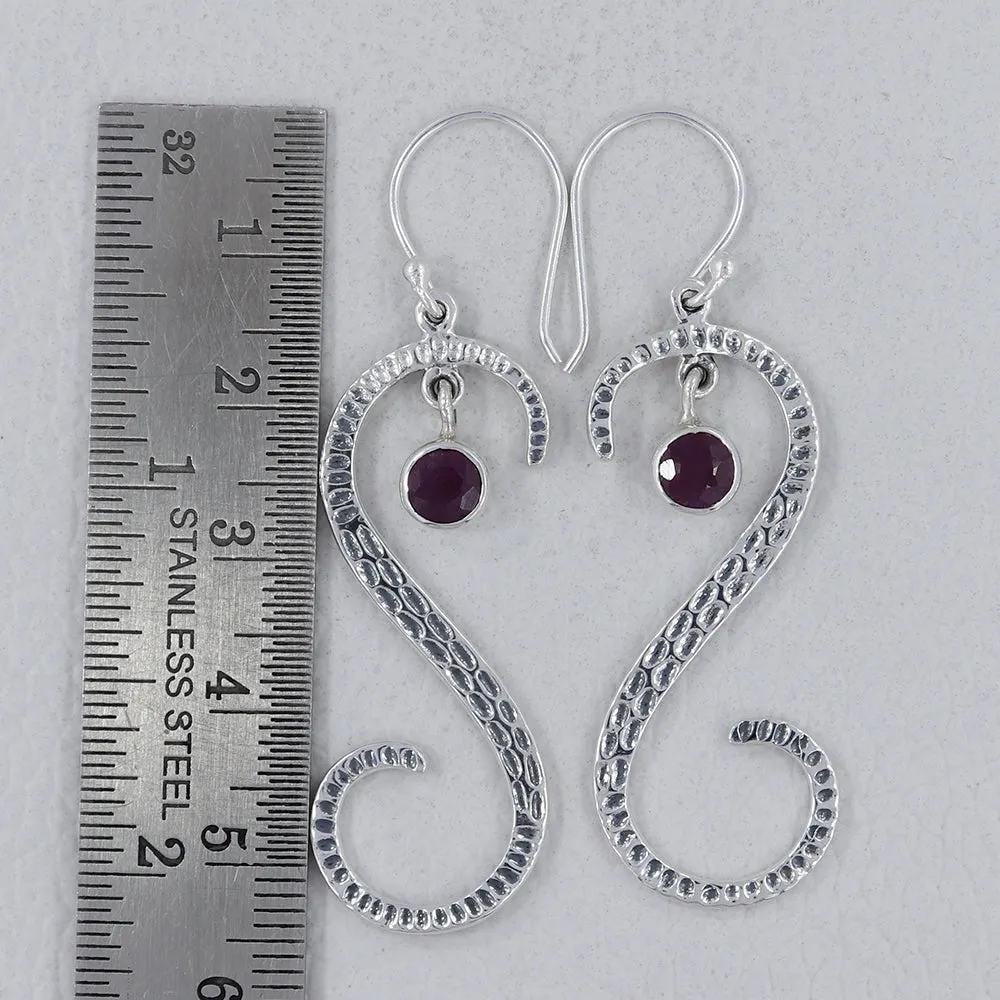 S Shape Blue Topaz Silver Earring