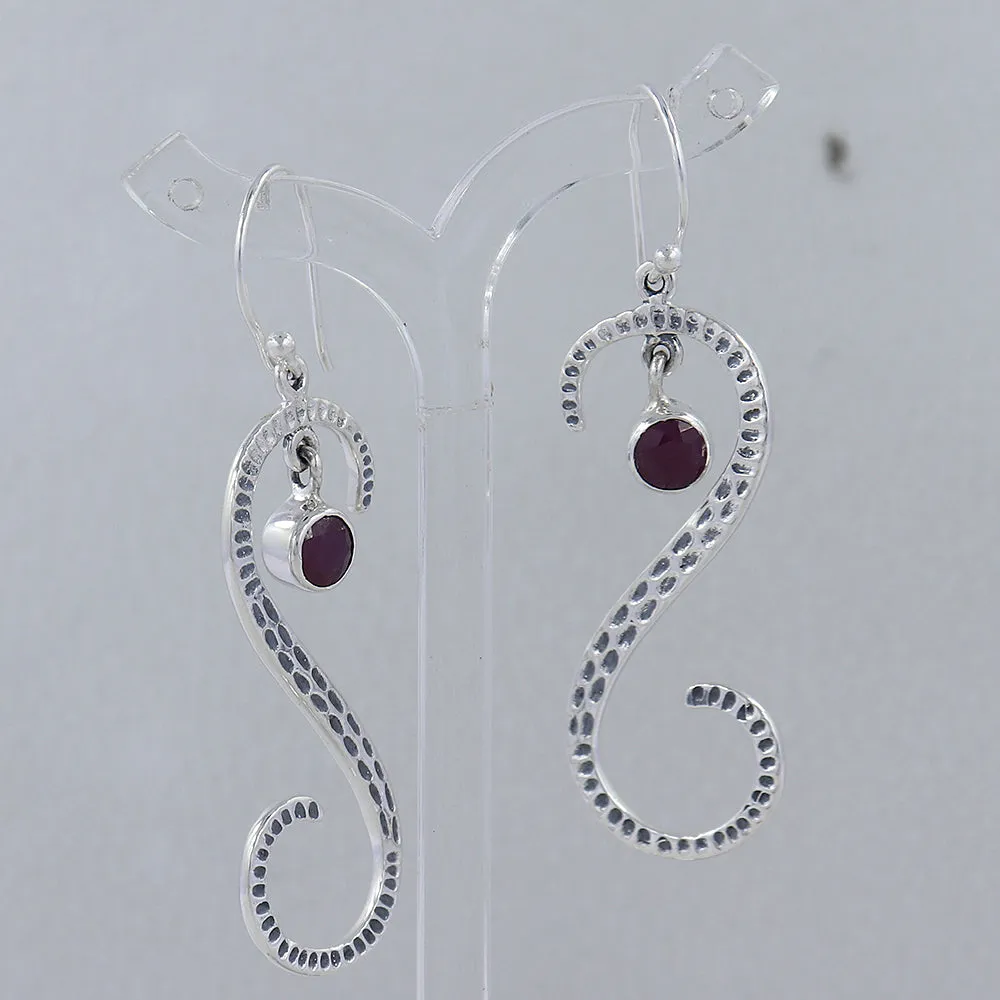 S Shape Blue Topaz Silver Earring