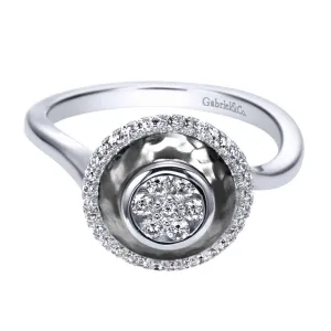 Satin Finish Round Diamond Pave Fashion Ring
