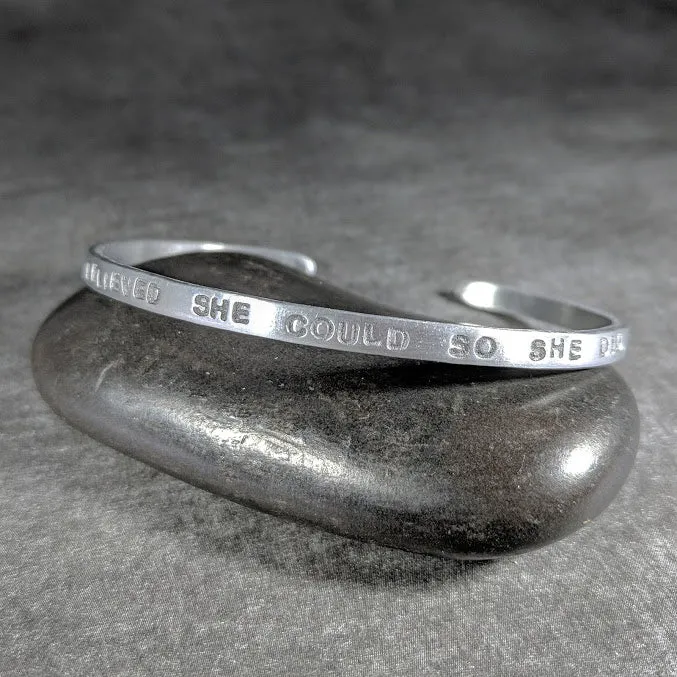 She Believed She Could So She Did Skinny Cuff Bracelet