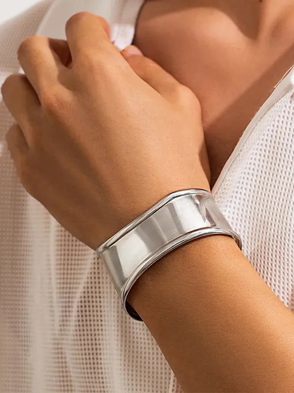 Silver Irregular Open Cuff Bracelet
