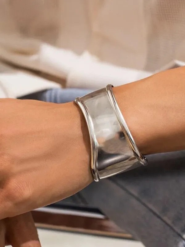 Silver Irregular Open Cuff Bracelet