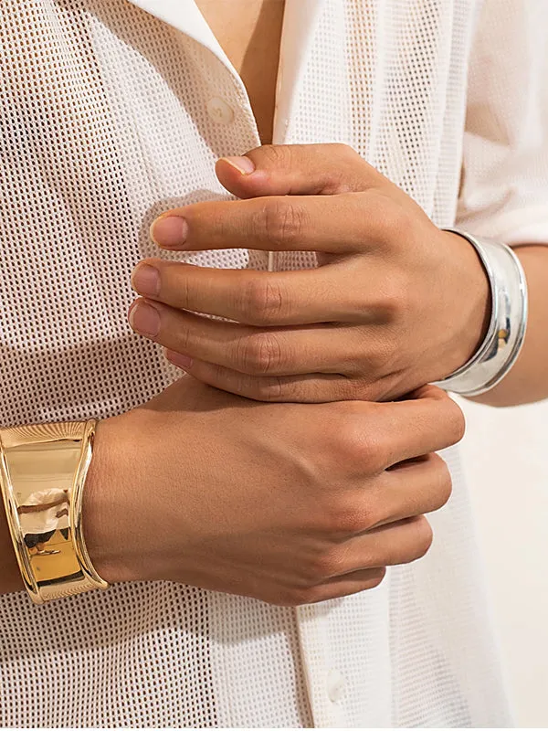 Silver Irregular Open Cuff Bracelet