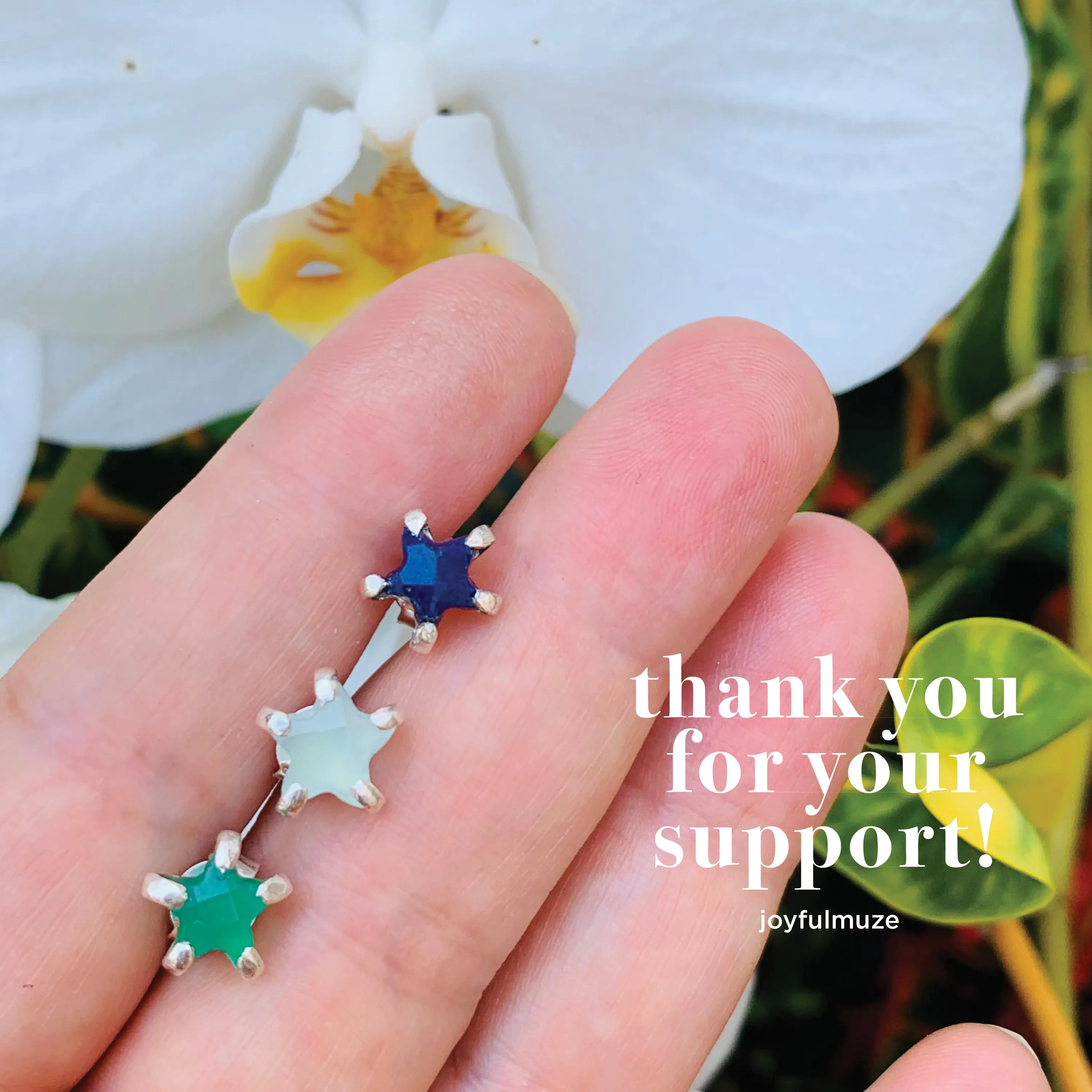 Silver Lapis Star Studs