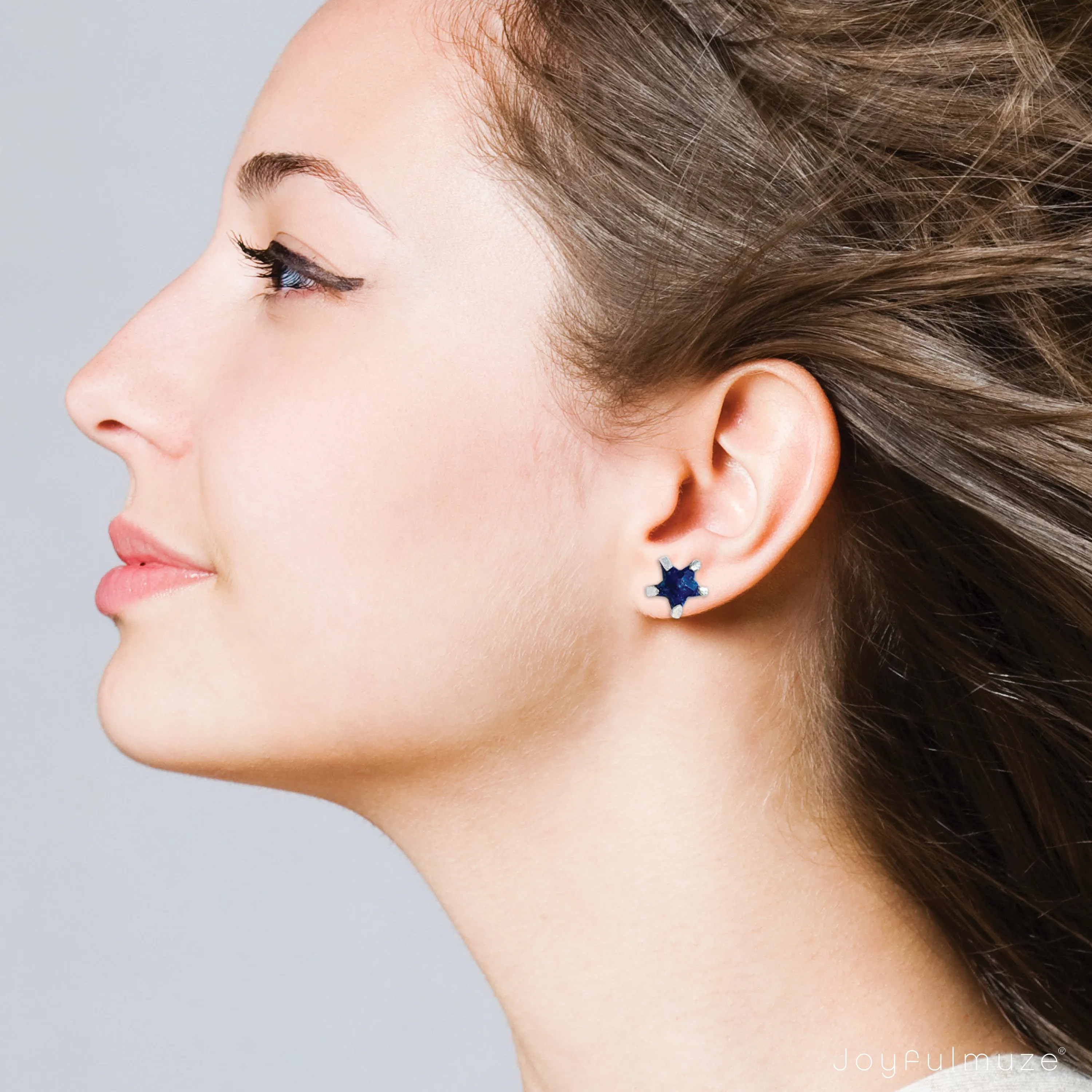 Silver Lapis Star Studs