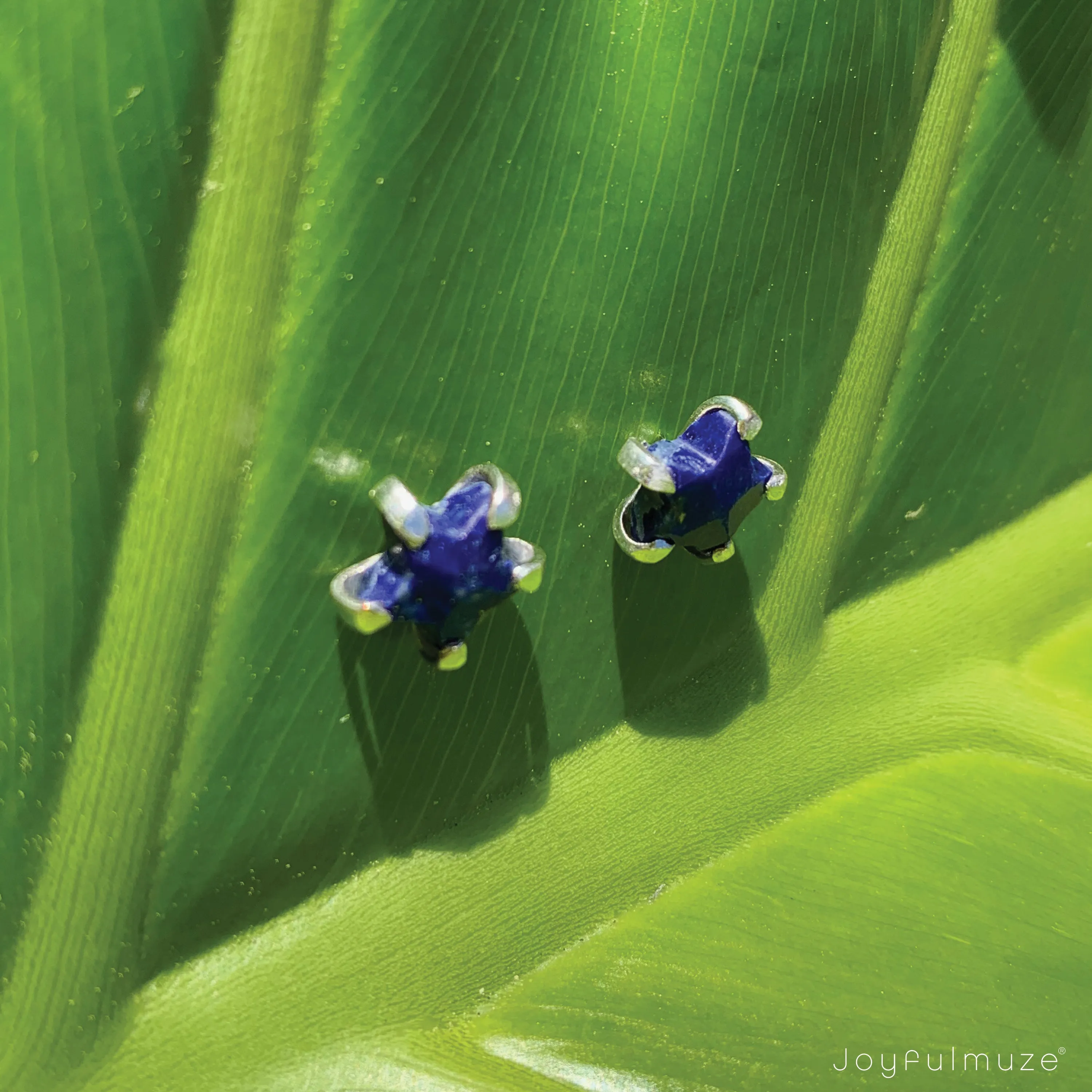 Silver Lapis Star Studs