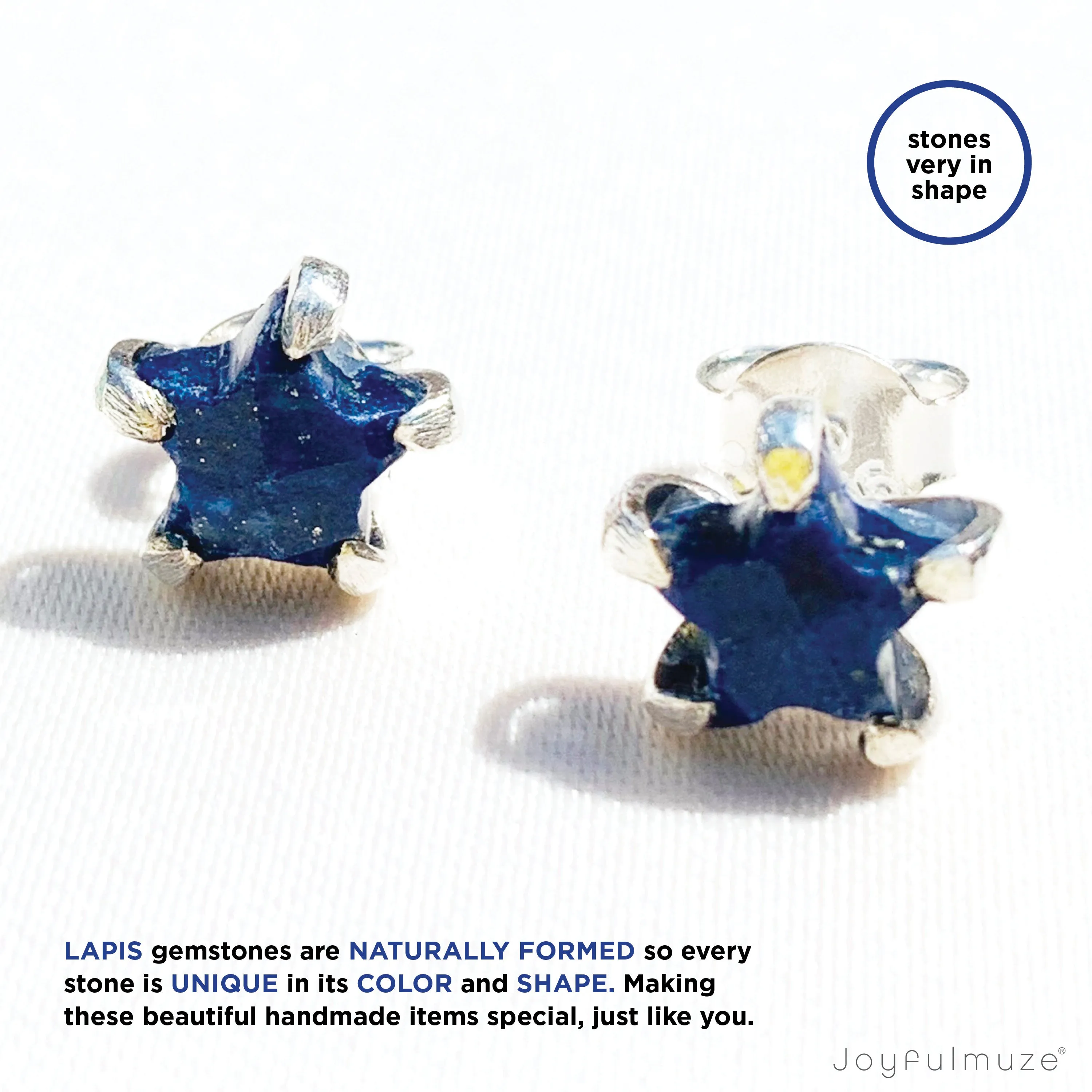 Silver Lapis Star Studs