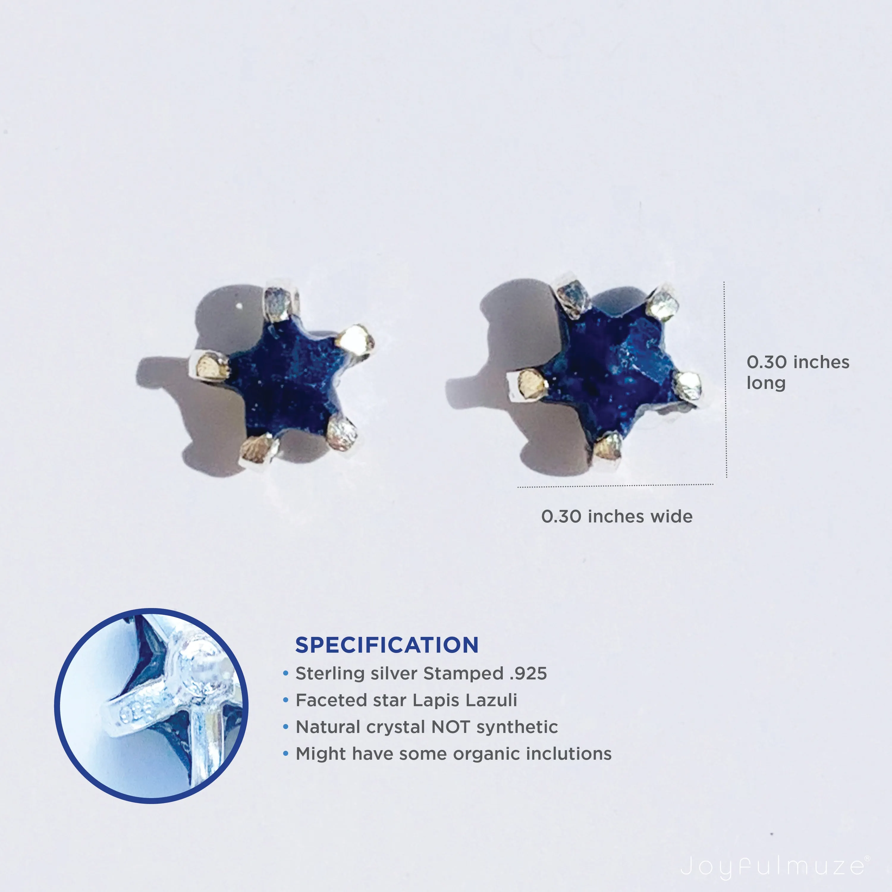 Silver Lapis Star Studs
