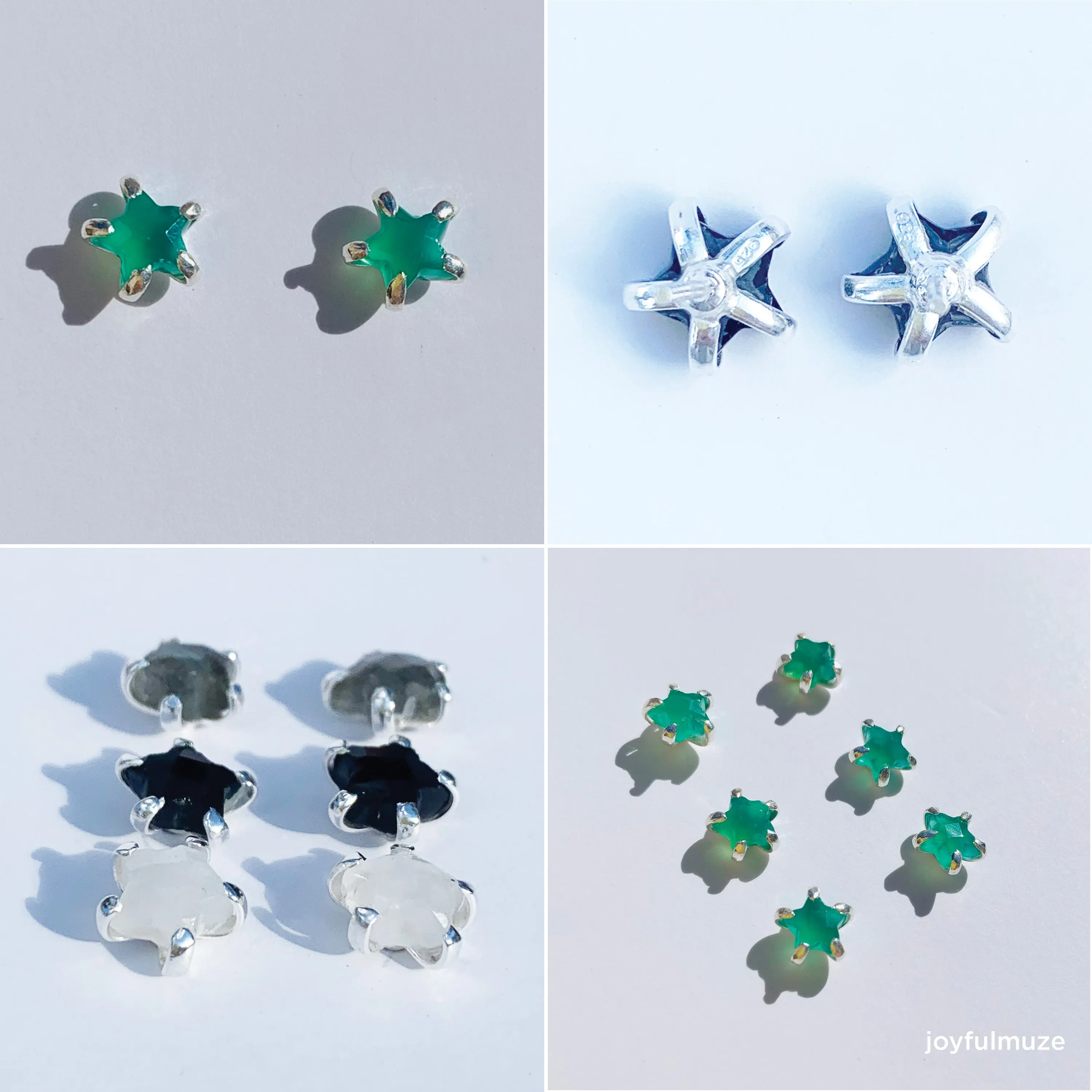 Silver Lapis Star Studs