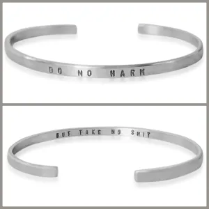 Silver "Do No Harm" Skinny Cuff Bracelet
