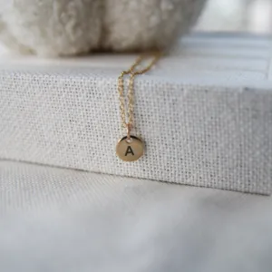 Small Coin Initial Necklace