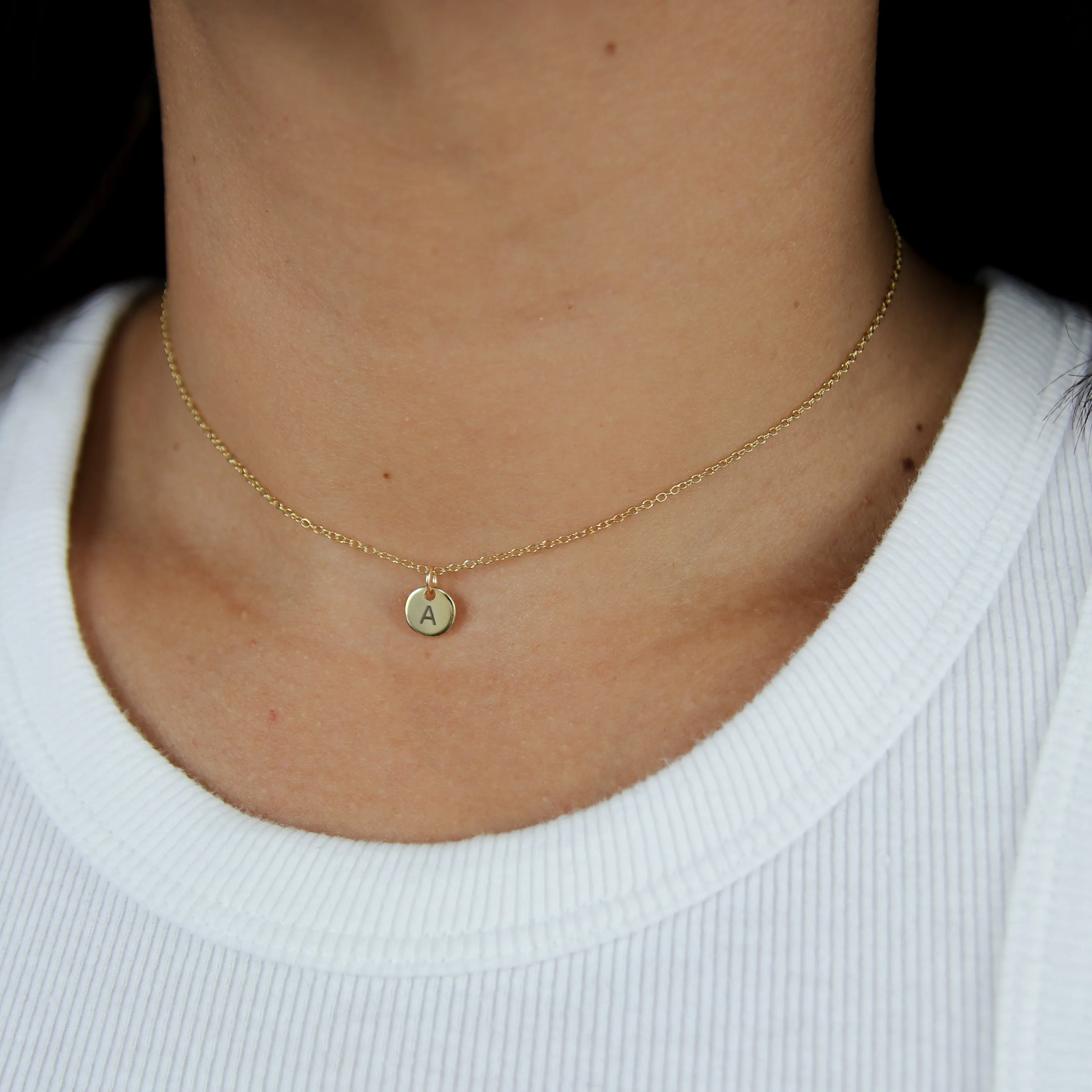 Small Coin Initial Necklace