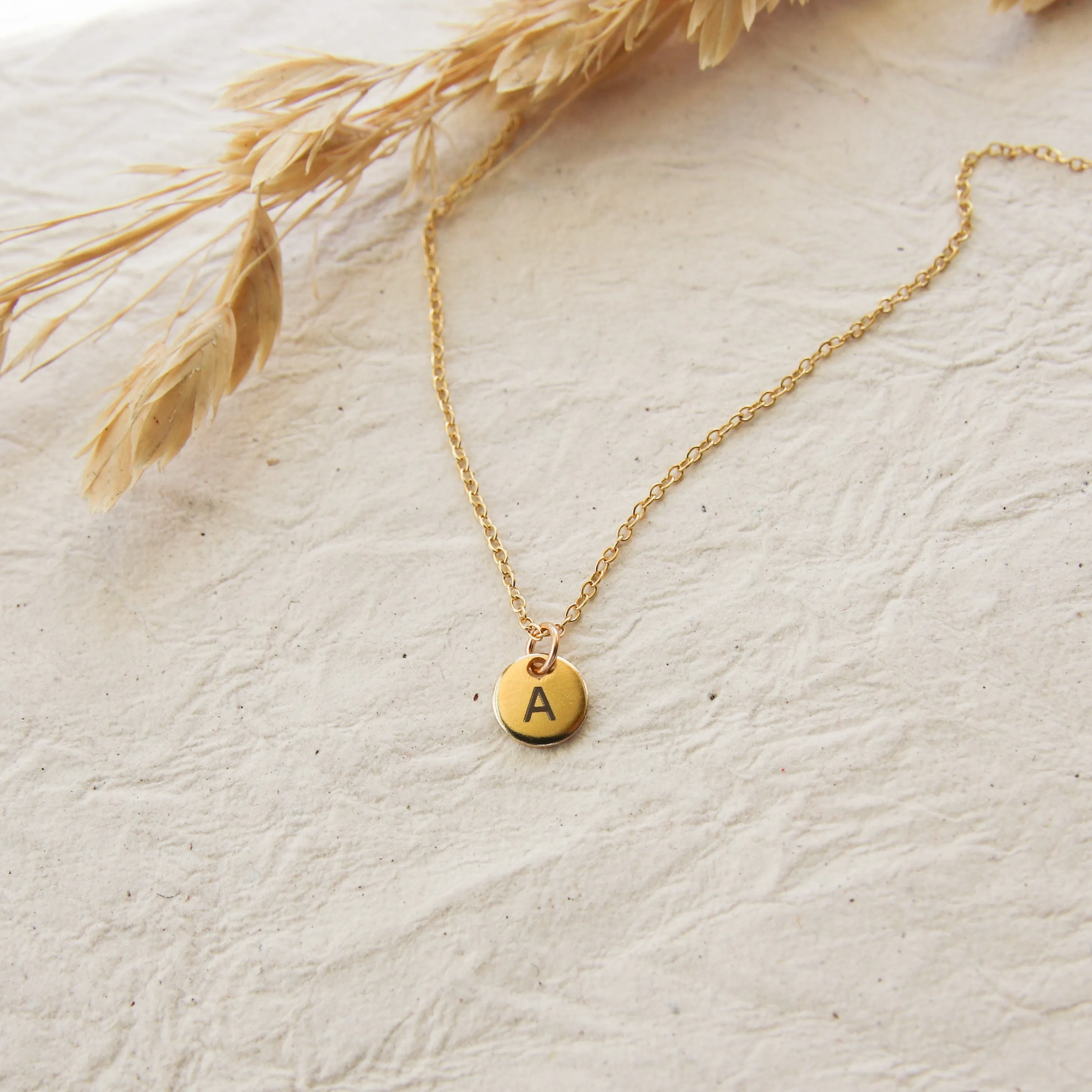 Small Coin Initial Necklace
