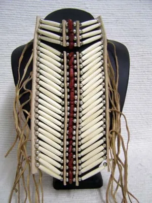 Small Ivory Native American Breastplate with Red Stones