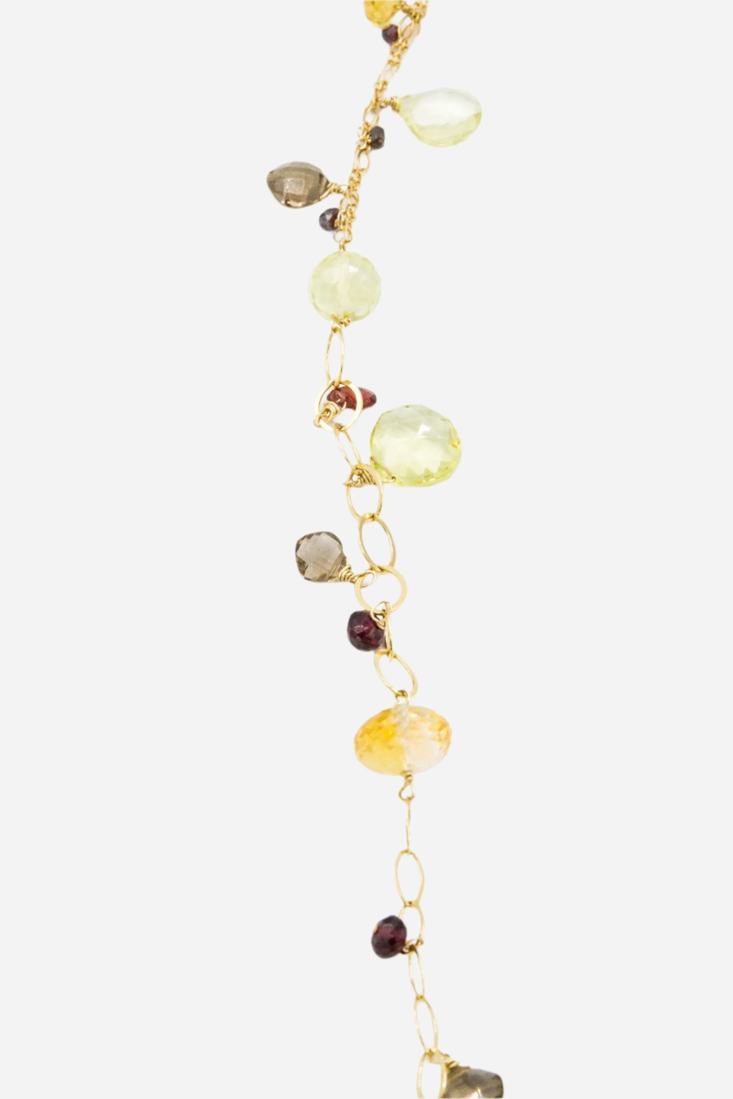 Smoky & Lemon Topaz, Citrine, Garnet Multi-Link Necklace