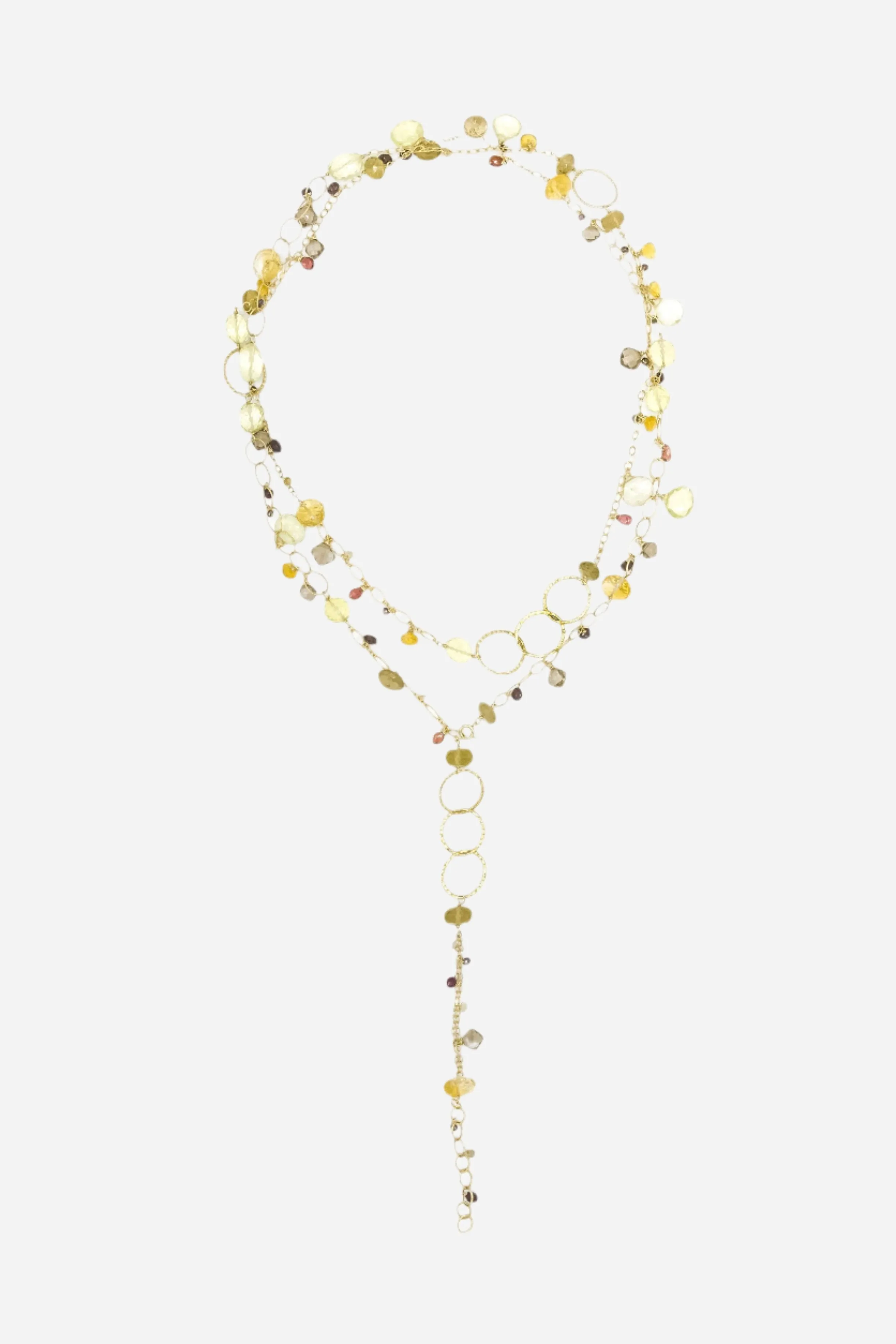 Smoky & Lemon Topaz, Citrine, Garnet Multi-Link Necklace