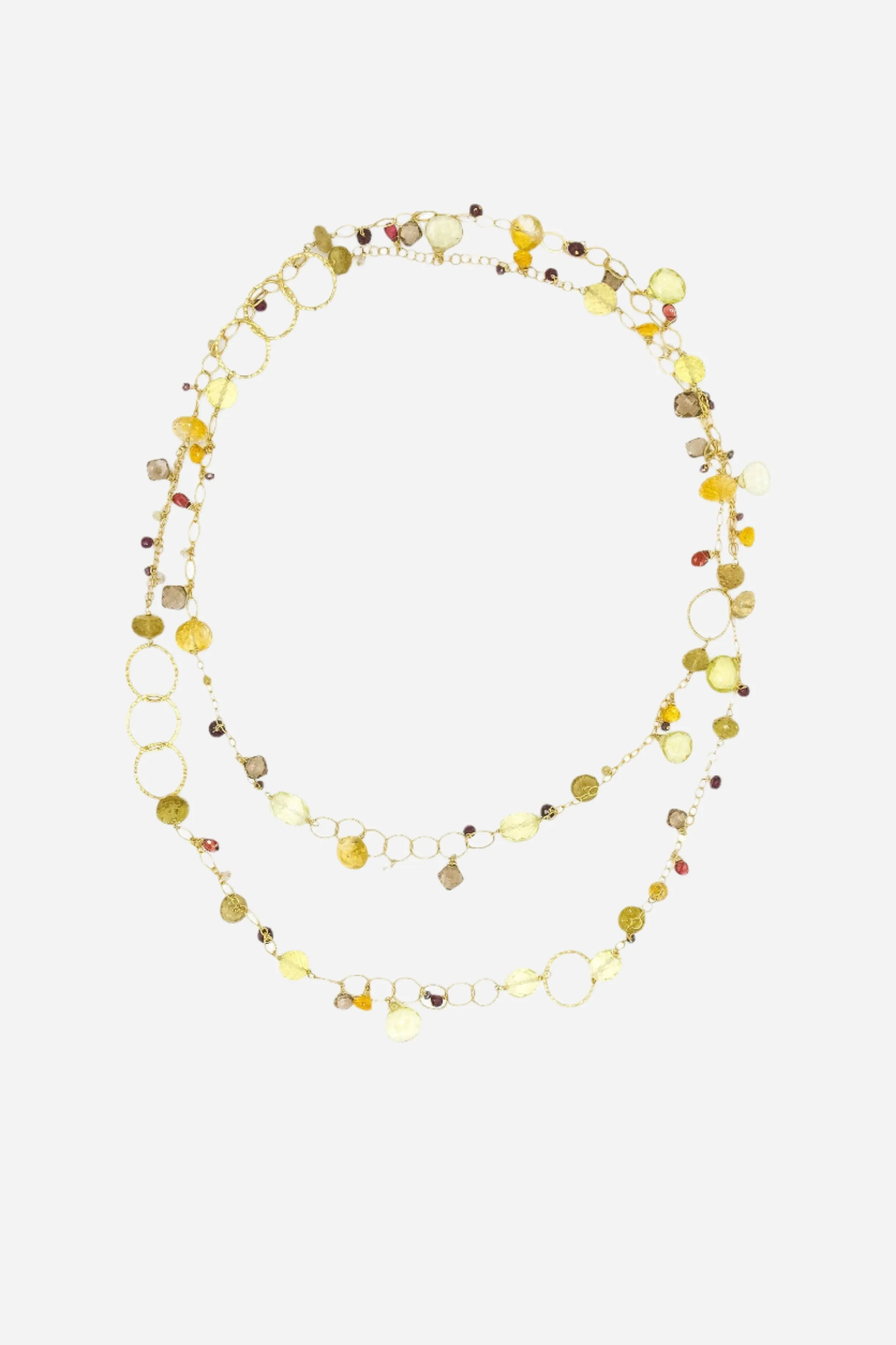 Smoky & Lemon Topaz, Citrine, Garnet Multi-Link Necklace