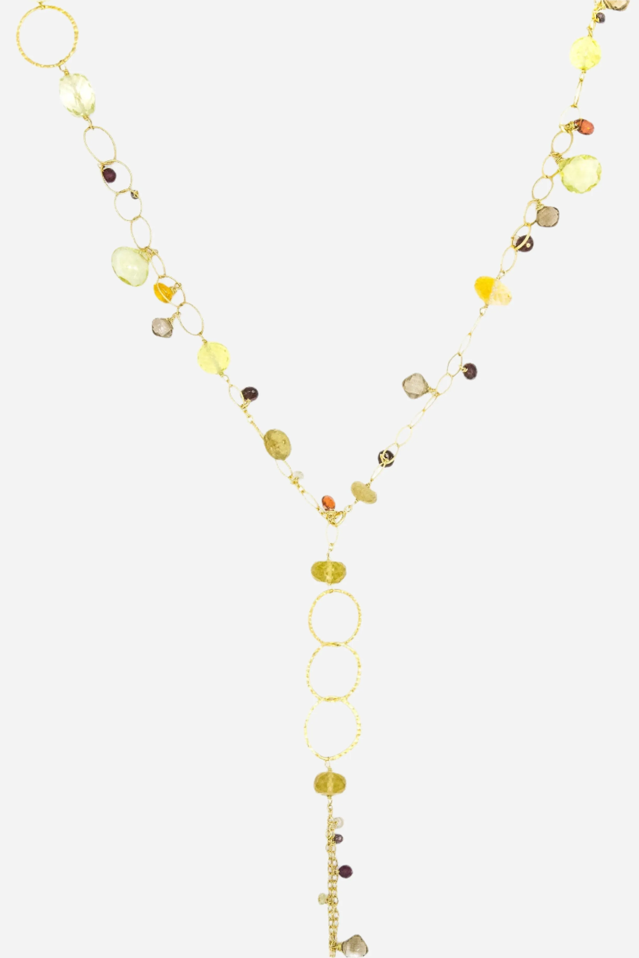 Smoky & Lemon Topaz, Citrine, Garnet Multi-Link Necklace