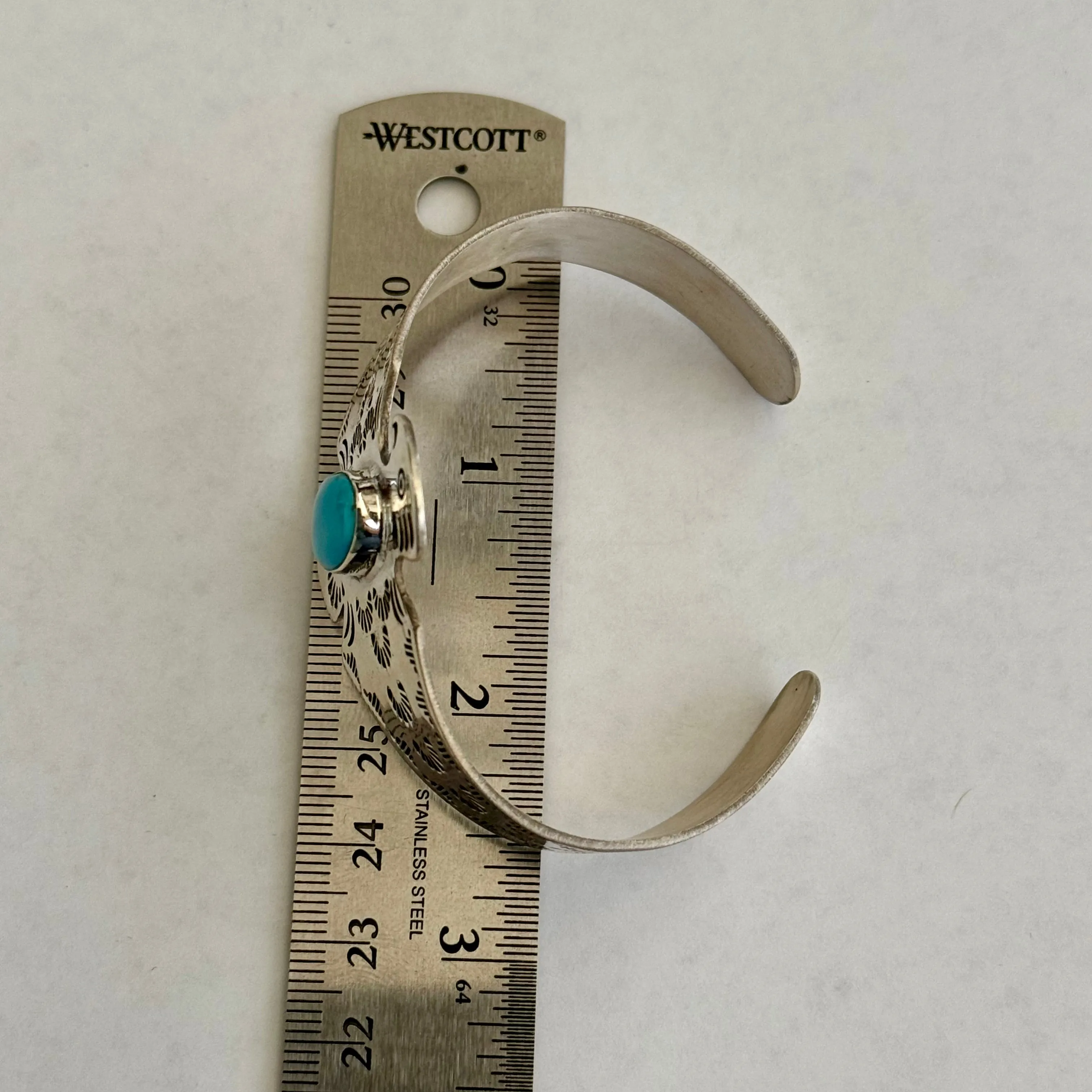 Southwestern Sleeping Beauty Turquoise Cuff Sterling Silver Thunderbird Bracelet