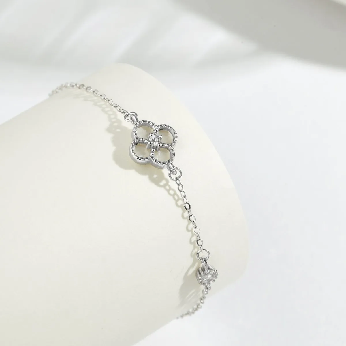 Sterling Silver Adjustable Four Sections Mother of Pearl Bracelet
