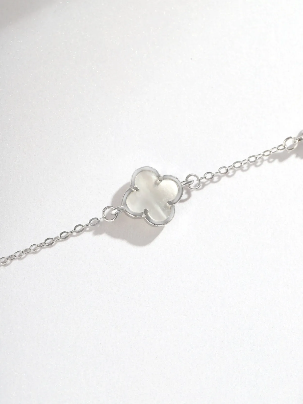 Sterling Silver Adjustable Four Sections Mother of Pearl Bracelet