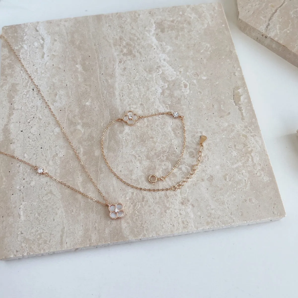 Sterling Silver Adjustable Four Sections Mother of Pearl Bracelet